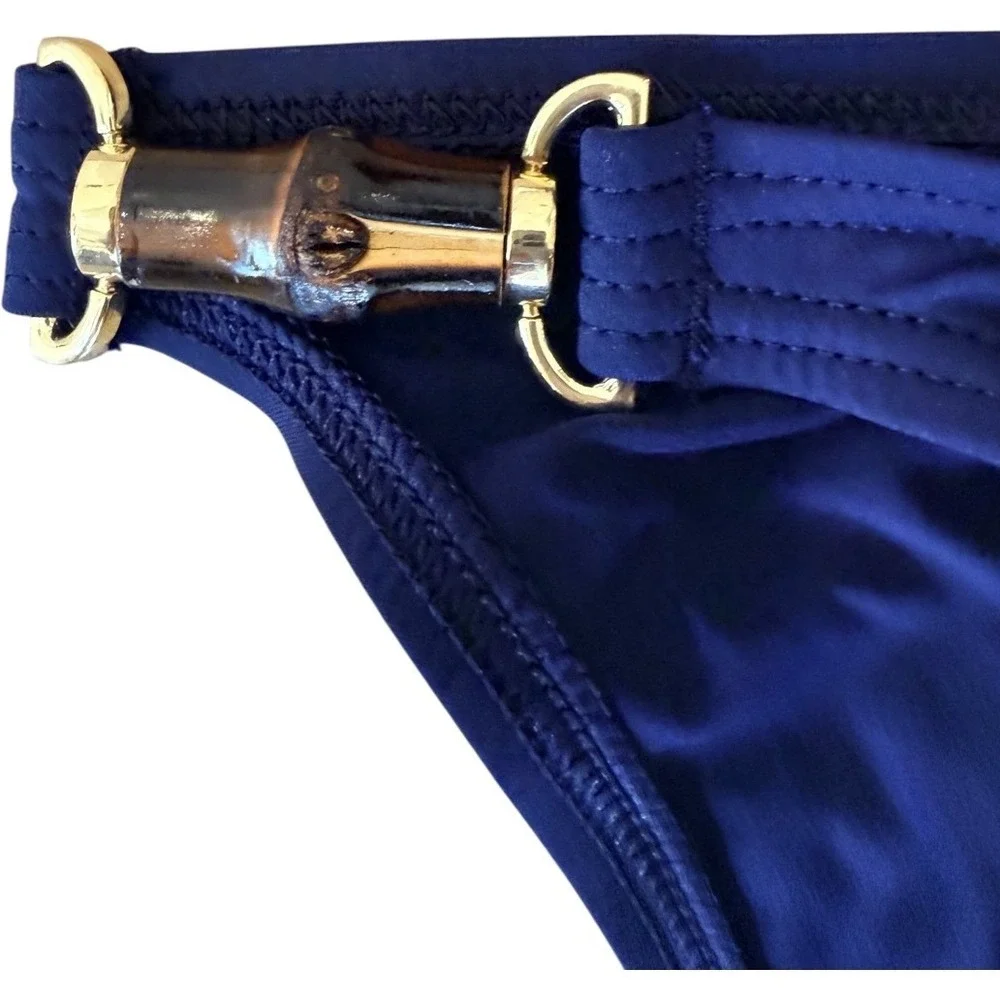 Tommy Bahama‎ Women's Pearl Solids Bikini Set Mare Navy Blue Bamboo Hardware M/M